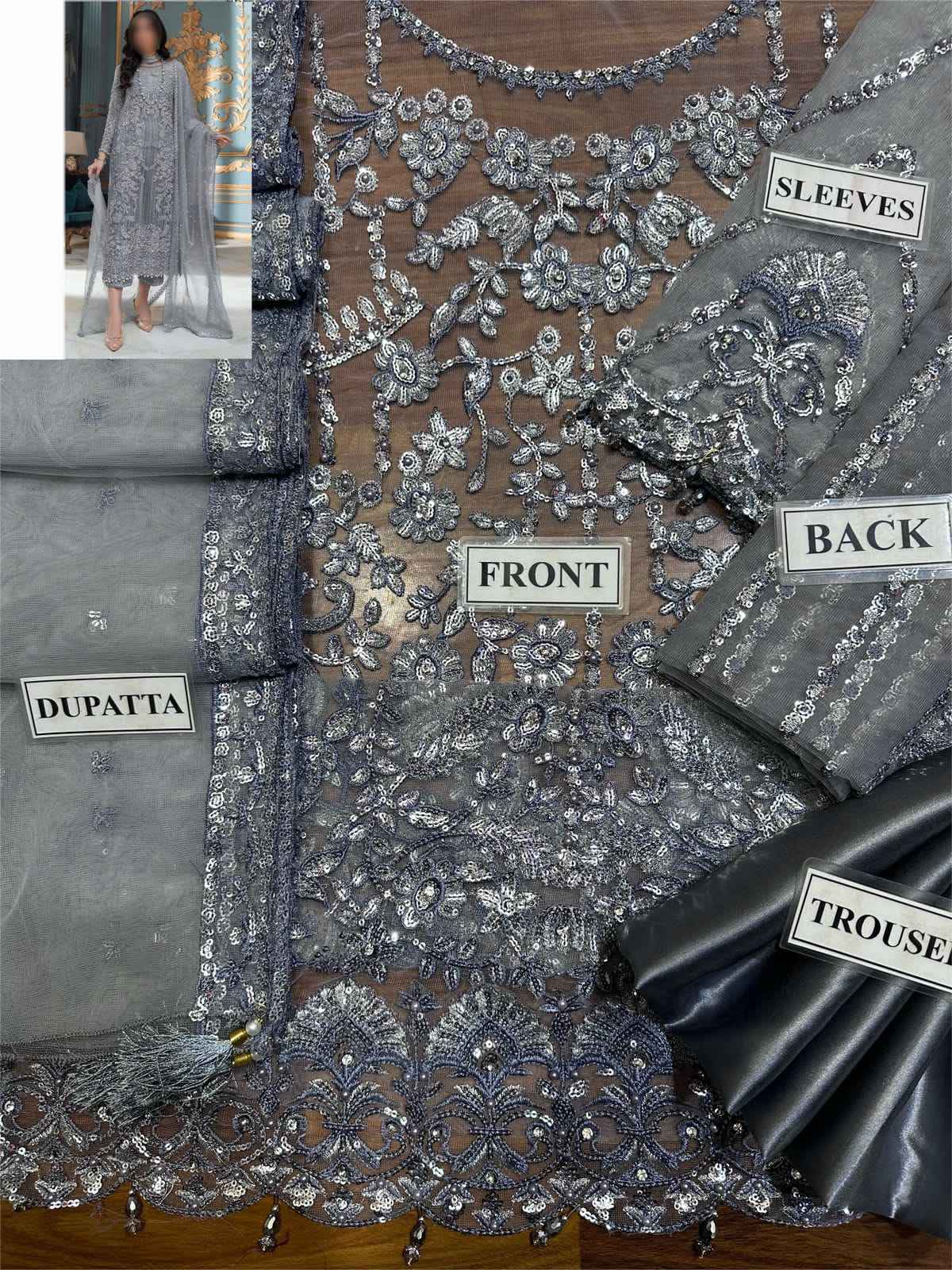 Luxury Festive Collection – Organza & Satin Silk Embroidered Suit