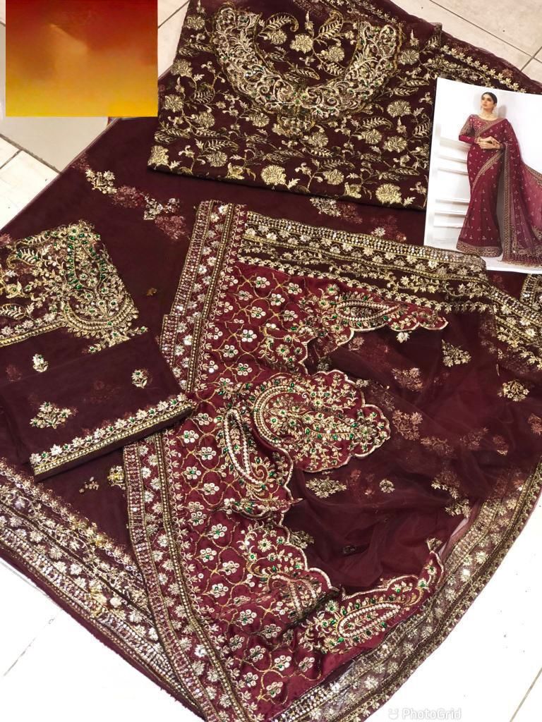 MARIA B – Saree Wedding Collection (RED)