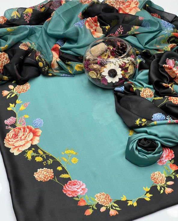 Lulusar Digital Printed 3-Piece Silk Suit ( Design 23)