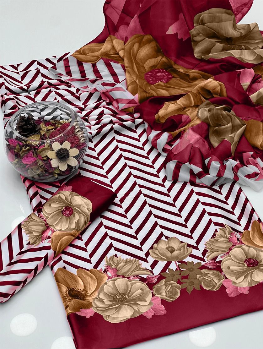 Lulusar Digital Printed 3-Piece Silk Suit ( Design 27)