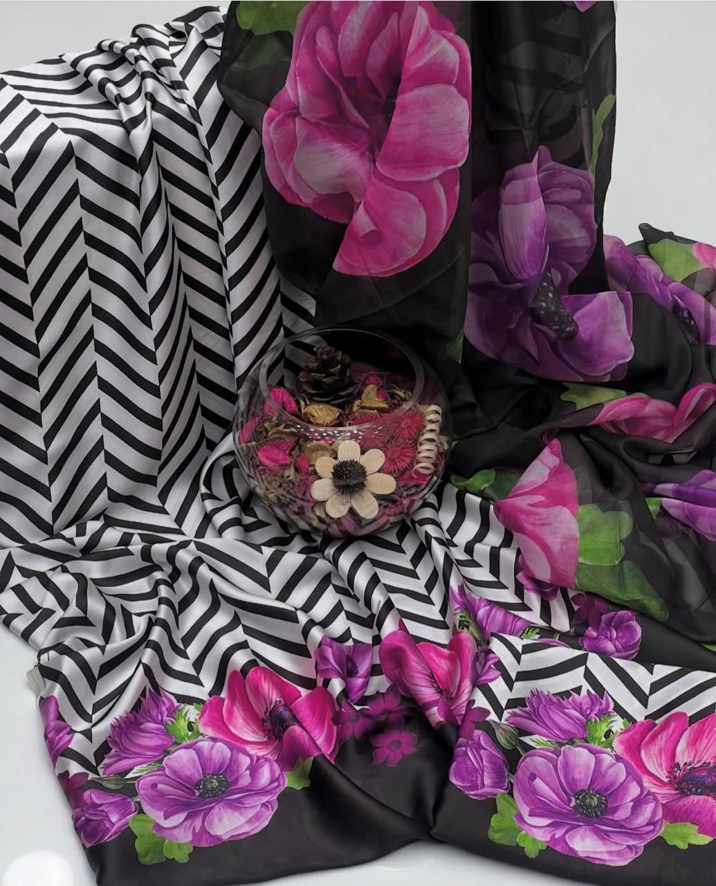 Lulusar Digital Printed 3-Piece Silk Suit ( Design 28)