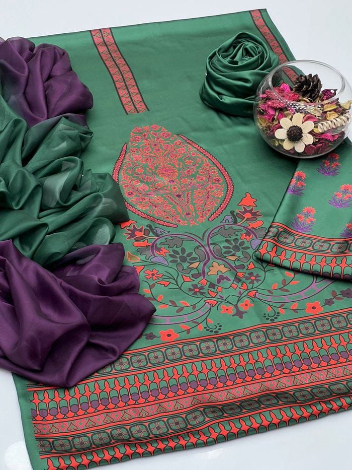 Lulusar Digital Printed 3-Piece Silk Suit ( Design 30)